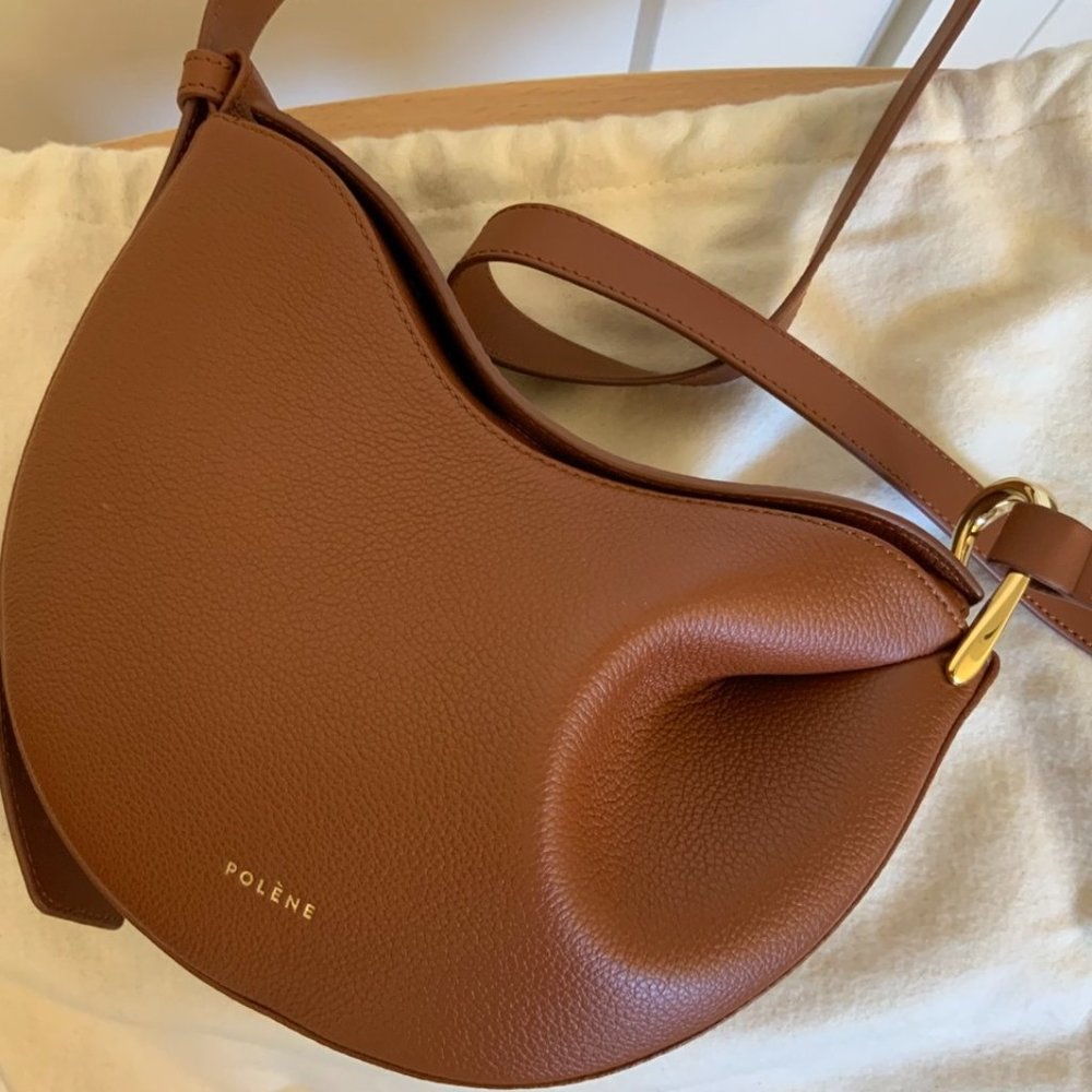 Polene Tonca Bag in Textured Cognac